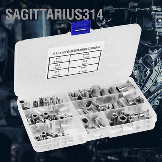 Sagittarius314 ชุดน็อตหมุดสเตนเลส 304 M3 M4 M5 M6 M8 M10 93 ชิ้น 1 กล่อง