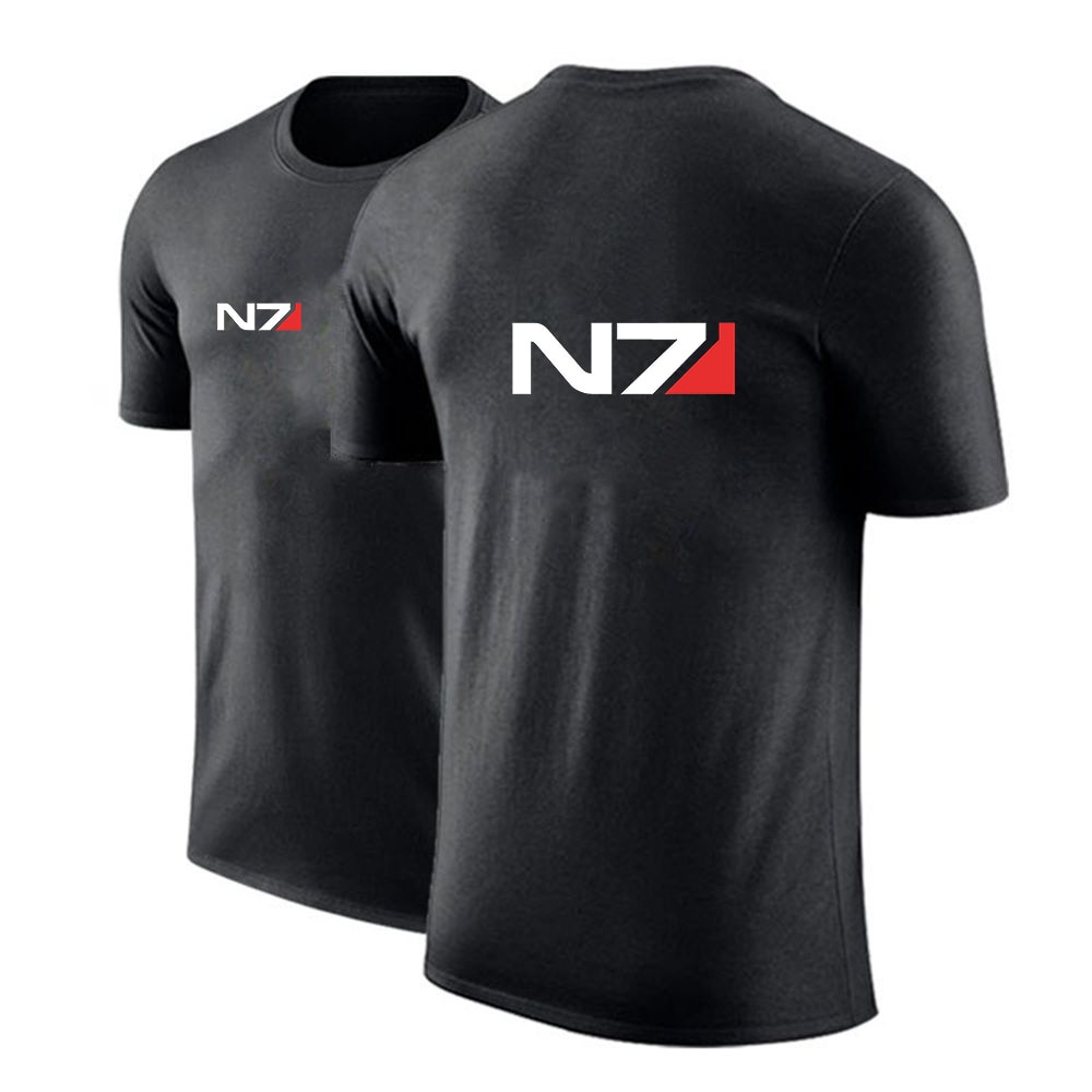 [COD]เสื้อยืด พิมพ์ลายเอฟเฟค N7 M ใส่สบาย สีพื้น