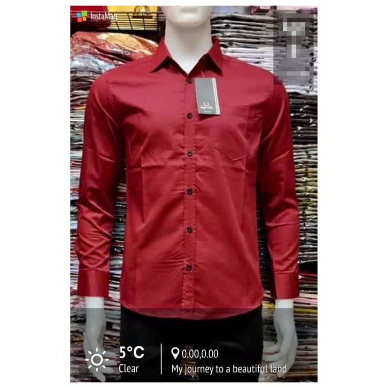 เสื้อเชิ้ตคอปกแขนยาวผ้าอ๊อคฟอร์ด