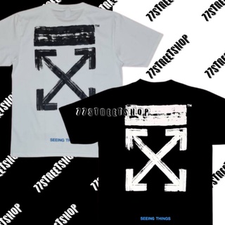 เสื้อยืด Off-White Cotton 100%เสื้อยืดคอกลมผ้าฝ้ายสำหรับผู้ชายและผู้หญิง