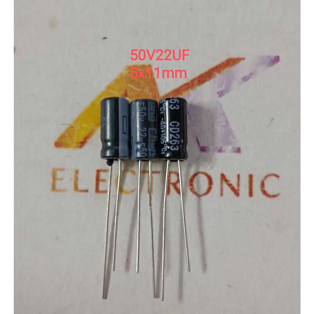 (Combo of 10) ตัวเก็บประจุ 50V 22UF 22UF50V 50V22UF 5*11MM (con)
