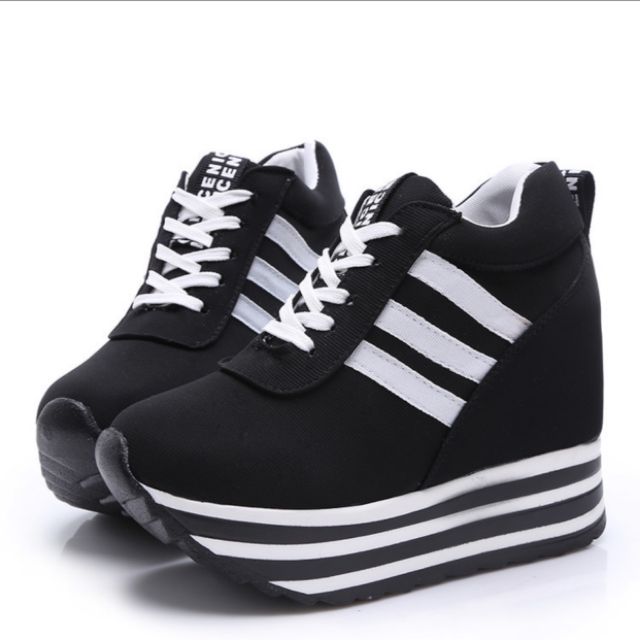 shopfashin A506 มาใหม่ รองเท้า​ผ้าใบผู้หญิง ​แฟชั่น ผ้านิ่ม งานเบา ใส่สบาย เสริม​ส้น​ถึง​8เซน มี3สี พร้อมส่ง​น๊าค่ะ​🤗