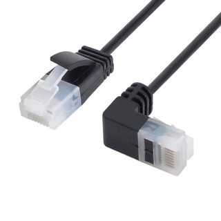 Cablecc สายเคเบิลเครือข่ายอีเธอร์เน็ต Cat6 RJ45 มุมลง เป็น UTP 90 องศา Cat6a สําหรับแล็ปท็อป เราเตอร์ กล่องทีวี