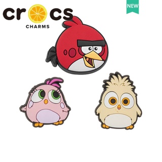 อุปกรณ์เสริม จี้รูปการ์ตูนนกโกรธ และดอกไม้ สําหรับตกแต่งรองเท้า Crocs