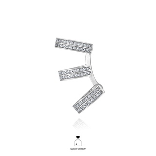 Haus of Jewelry - EXQUISITE 3 HOOP CUFF EARRING ต่างหูเงินแท้ ประดับเพชรคิวบิกเซอร์โคเนีย (Cubic Zirconia)