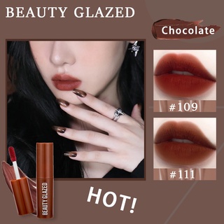 พร้อมส่ง Beauty Glazed ลิปสติกเนื้อแม็ทเซ็กซี่ รุ่นช็อกโกแลต เนื้อแมตต์กำมะหยี่ โทนสีน้ำตาลแดง 12 สี ติดทนนาน กันน้ำ ลิปสติกไม่ซีดจาง COD