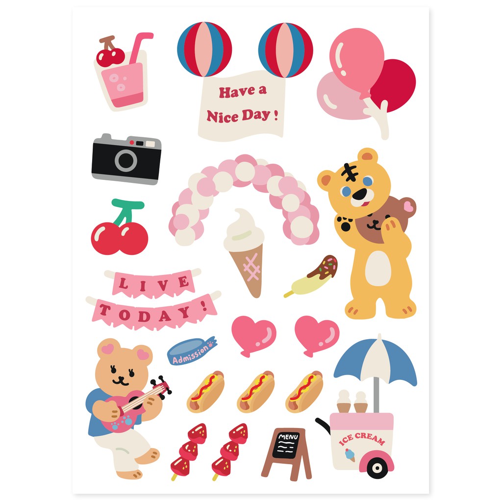 Juicy Bear Sticker (Object) สติ๊กเกอร์น้องหมี แบรนด์ Second Mansion จากเกาหลี ของแท้