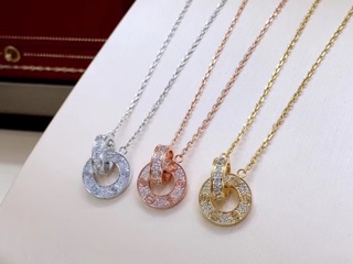 สร้อยเพชร[ large ]เครื่องประดับ สร้อยคอ สร้อยจี้  สแสตนเลส เคลือบ18k สร้อยแฟชั่น จี้คล้องกัน งานฝังเพชร