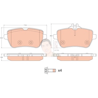 GDB2014 ผ้าเบรค-หลัง(TRW) (เนื้อผ้า COTEC) BENZ S-CLASS S350, S400 (W222) 3.0D, 3.5L 2WD, AWD 13-&gt; , S300 BLUETEC 14-
