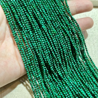 มาลาไคต์ Malachite 2mm เจียเหลี่ยม เส้นยาว **หินแท้ธรรมชาติ**