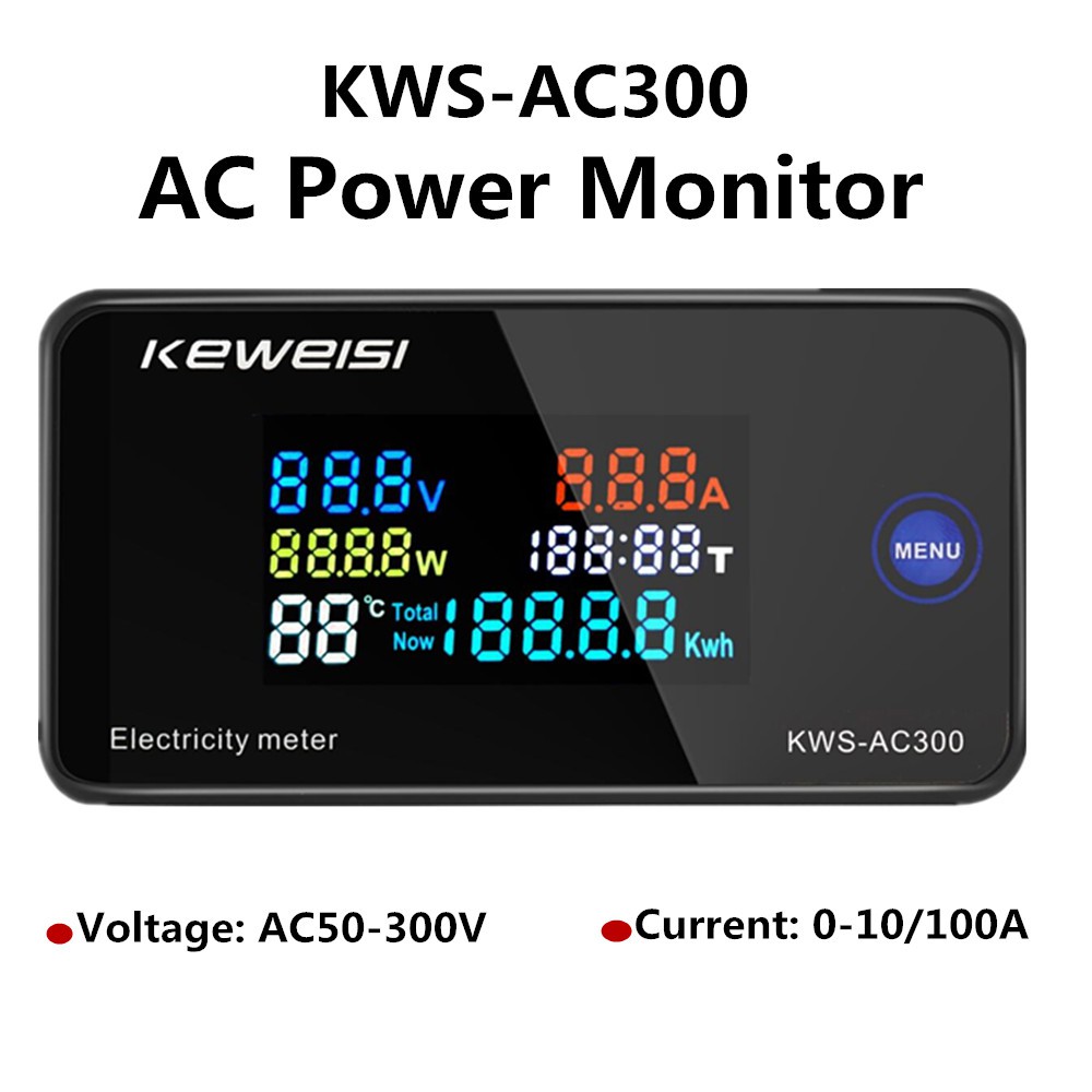 KWS-AC300 โวลต์มิเตอร์แอมป์มิเตอร์ KWS Power Energy Meter AC 50-300V LED AC Wattmeter มิเตอร์ไฟฟ้าพร