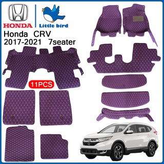 little bird พรมปูพื้นเข้ารูปรถยนต์ Honda CR-V Crv 7seater G5 2017-2021 11PCS (หนังแท้PVC12สี) พรมปูพื้นรถยนต์ พรมรถยนต์