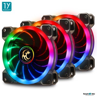 พัดลมระบายความร้อน Tsunami Dual Ring+ Series cRGB Cooling Fan X3 (รับประกันสินค้า 1 ปี)