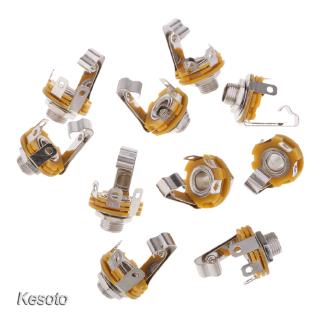 6.35mm 1/4\Mono Audio Socket Jack Female Connector Panel 10Pcs