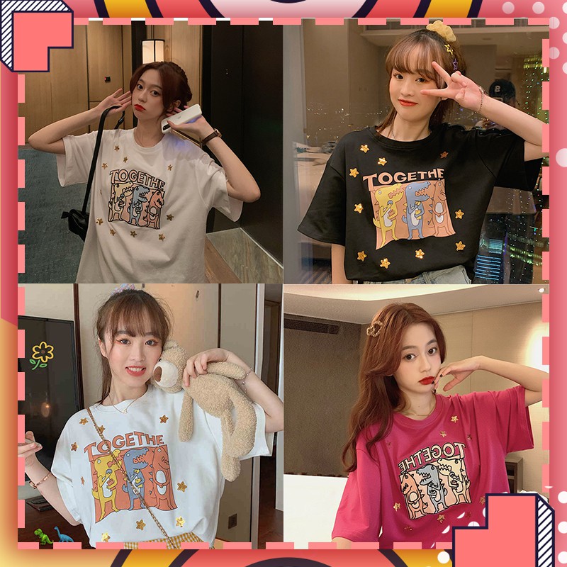 LH.Sunday เสื้อคอกลมสกรีนลายการ์ตูน แต่งเลื่อมเพิ่มวิบวับออร่ารกะจายมากแม่ มี 3 สีจ๊วดๆเลยนีาา ใครไม่คือพลาด