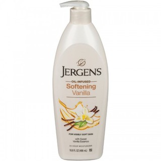 Jergens เจอร์เกนส์ ออยล์-อินฟิวส์ ซอฟท์เทนนิ่ง วานิลลา โลชั่น 496 มล. (8850379520034)