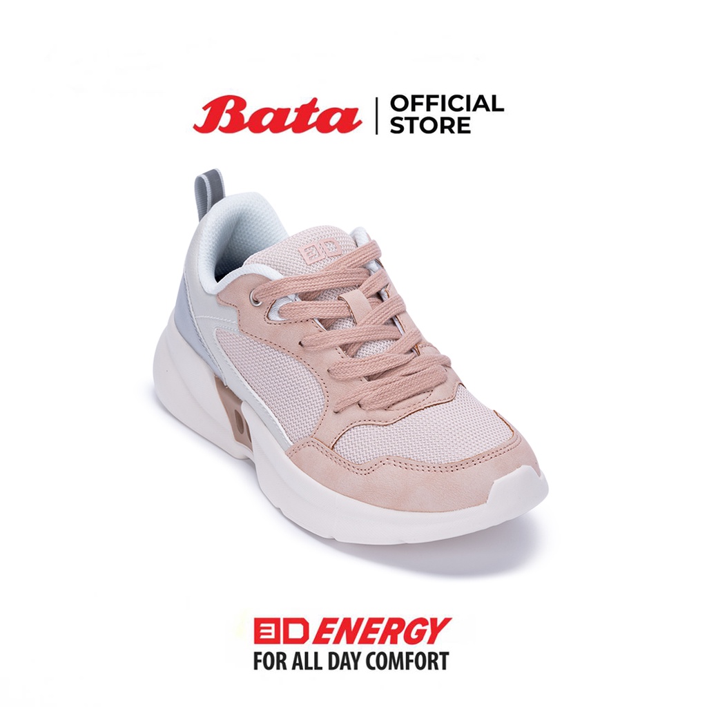 Bata บาจา รองเท้ากีฬา รองเท้าผ้าใบ สนีกเกอร์เล่นกีฬา สำหรับผู้หญิง รุ่น 3D Oxygen สีชมพู 6295614