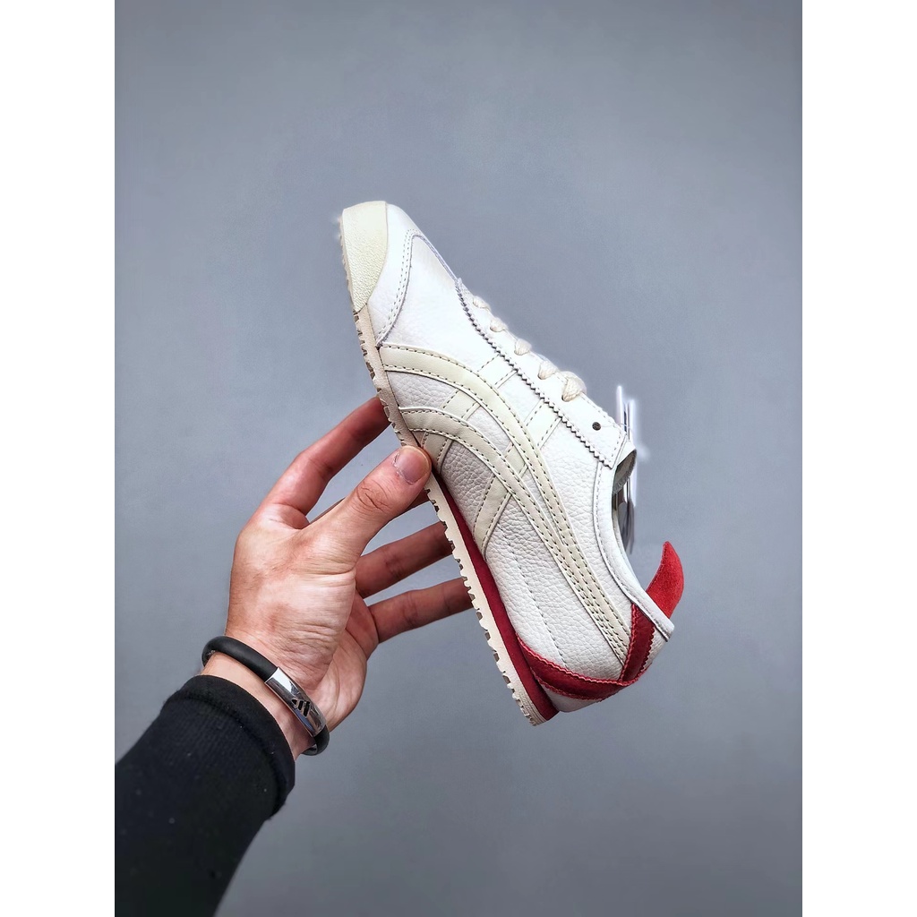 Onitsuka MEXICO 66 รองเท้าวิ่งสุภาพสตรีหนังเต็มรูปแบบรองเท้าฝึกซ้อมผู้ชายรองเท้ากีฬา