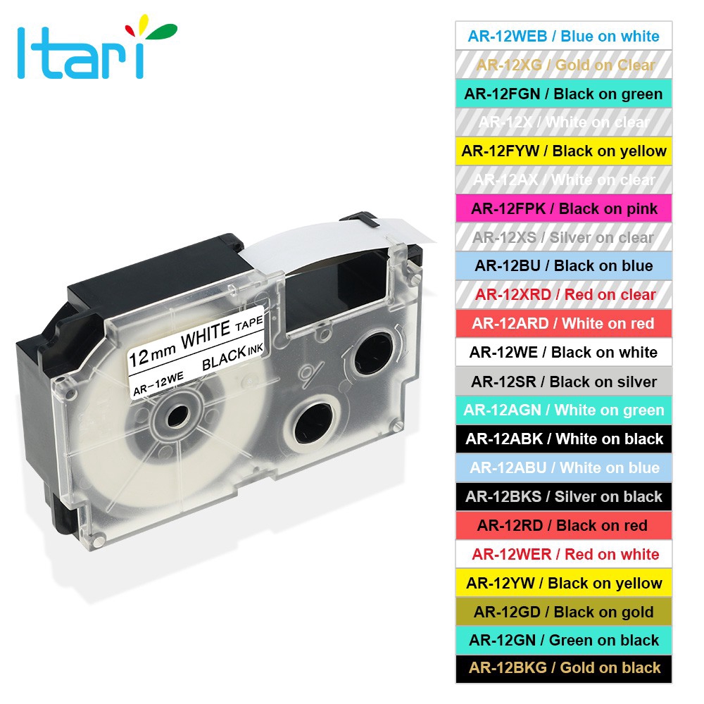 [สต็อกประเทศไทย]1pcs 6mm/9mm/12mm/18mm/24mm combo set compatible Casio label tape XR12WE XR12YW XR12