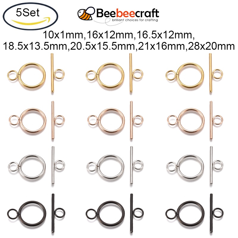 Beebeecraft ตะขอสลับ สเตนเลส 304 สําหรับทําเครื่องประดับ สร้อยข้อมือ สร้อยคอ 1-10 ชุด