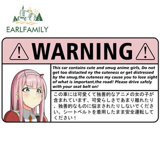 Earlfamily สติกเกอร์ไวนิล ลายอนิเมะ DARLING in the FRANXX Zero Two 13 ซม. x 7 ซม. สําหรับติดตกแต่งรถยนต์