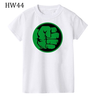 เสื้อยืดแขนสั้นลําลอง พิมพ์ลาย Marvel Avengers Hulk Green Power สีขาว สําหรับเด็กผู้ชาย