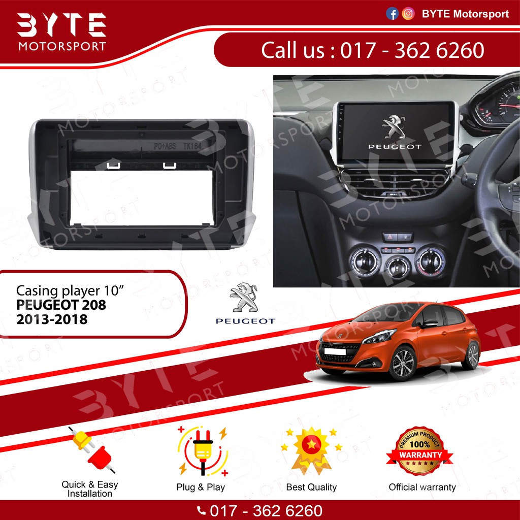 ปลอกเครื่องเล่น Android 10" Peugeot 208 2013-2018 (พร้อม Canbus)
