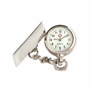 Arabic Metal Fibula Nurse White Dial Quartz Pocket Watch