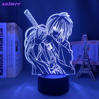 โคมไฟกลางคืน Led รูปการ์ตูนอนิเมะ Rurouni Kenshin Himura 3d ของขวัญวันเกิด สําหรับตกแต่งห้องนอน