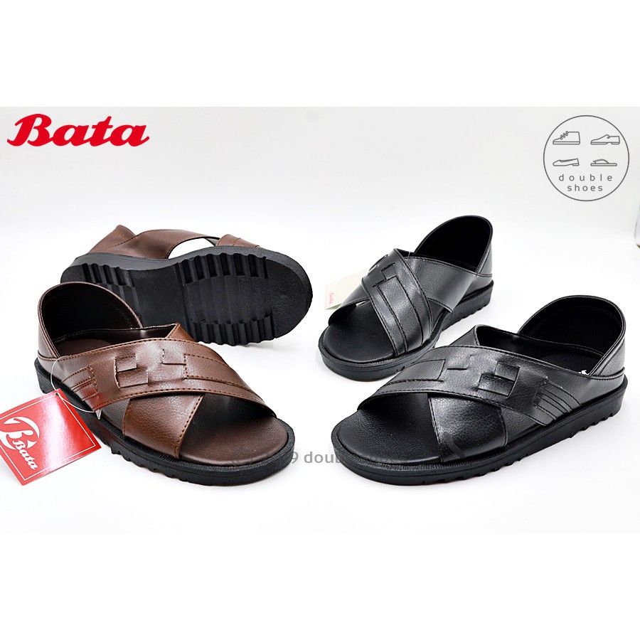 Bata บาจา รองเท้าแตะรัดส้น ผู้ชาย สีดำ/น้ำตาล ไซส์ 5-9 (38-43) (รหัส 861-6536 /861-4536)