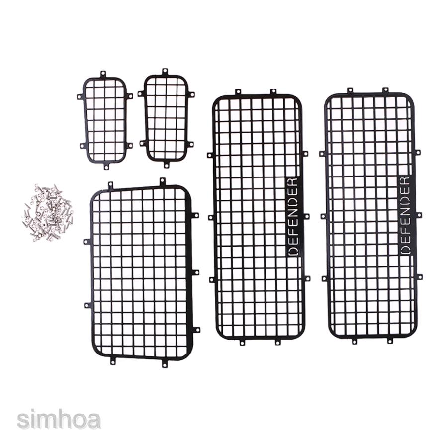 5pcs Metal 1:10 RC Car Window Mesh for -4 D90 D110 RC Crawler Parts Black