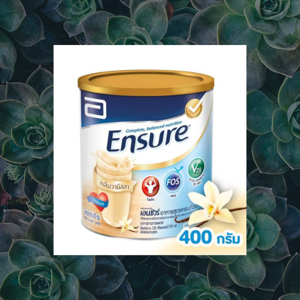 A Ensure นมเอนชัวร์ สำหรับผู้สูงอายุ ผู้ป่วยพักฟื้น ผู้ต้องการสารอาหารครบ ขนาด400 กรัม  รสวานิลา รสส