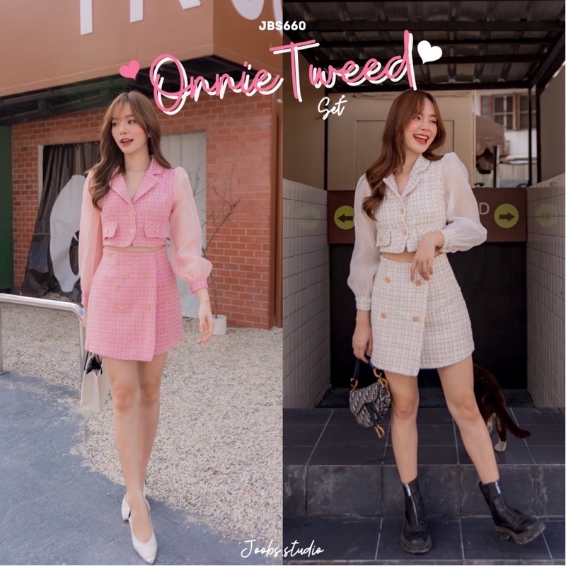 [ส่งต่อ] joob's studio #JBS660 Onnie Tweed Set *size s