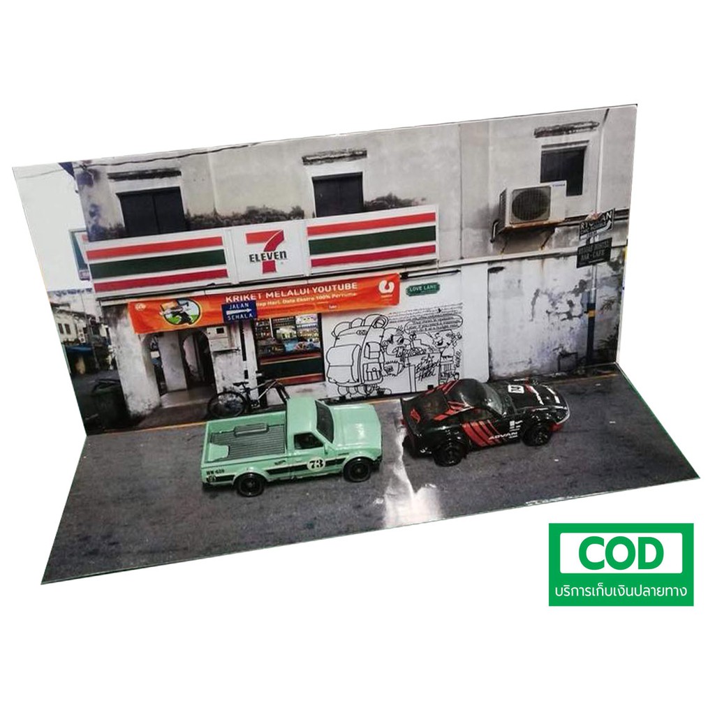 (พร้อมส่ง) ฉากโมเดล 1/64 แบบชุด 2 ชิ้น (สามารถสั่งทำตามขนาดตู้โมเดลได้)