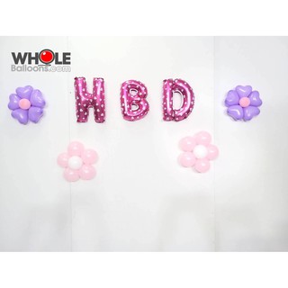 Wholeballoons - ลูกโป่ง DIY ตกแต่ง Blackdrop ตัวอักษร HBD สีชมพู 01 ลูกโป่งตกแต่งพร้อมจัดงานปาร์ตี้