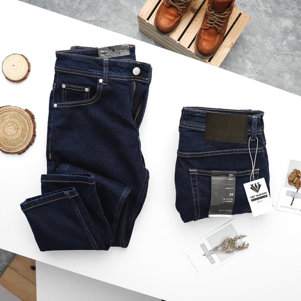 Basic SLIM BLUE กางเกงยีนส์ผู้ชายคุณภาพสูง D&P