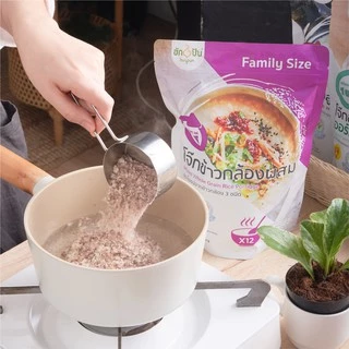โจ๊กข้าวกล้องผสม 3ชนิด ข้าวกล้องหอมมะลิ ข้าวกล้องไรซ์เบอร์รี่ ข้าวกล้องหอมแดง บรรจุ 420ก.