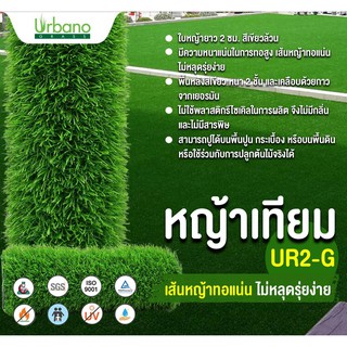 หญ้าเทียม เกรดพรีเมี่ยม 2 ซม. หญ้าเทียม เออร์บาโน่ กร๊าส (URBANO GRASS) (ขนาด 2x2 เมตร // 2x3 เมตร) ตกแต่งสวน ตกแต่งบ้าน