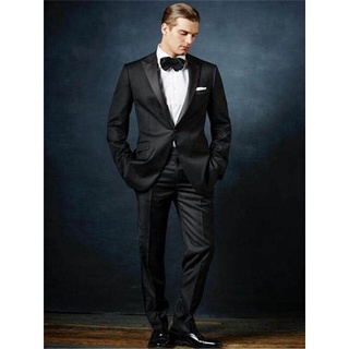 ใหม่ผู้ชายชุด Smolking Noivo Terno Slim Fit Easculino ชุดราตรีชุดสำหรับชาย Pesked Lapel สีดำปุ่ม Tuxedo