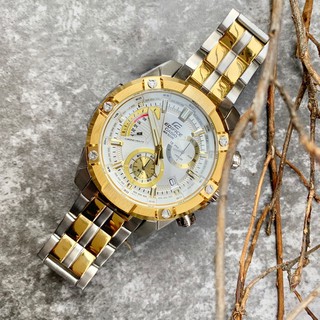 Casio Edifice EFR-559 Silver Gold Two Tone Chronograph Watch