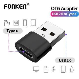 Fonken Usb Type-C อะแดปเตอร์แปลง Usb 2.0 ปลั๊กมินิคอมพิวเตอร์โทรศัพท์มือถือสีเงินและสีดํา