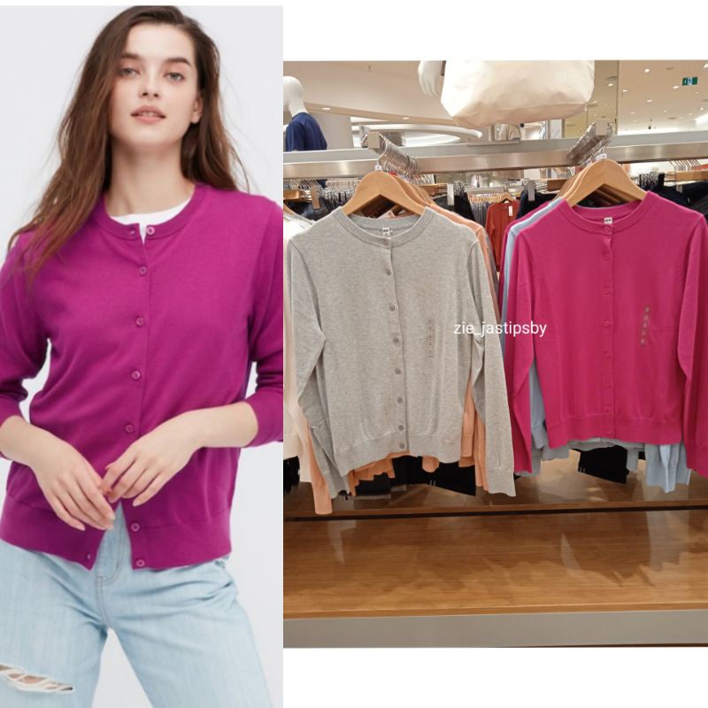 Uniqlo GIRLS CARDIGAN ป้องกันรังสียูวี CREW NECK
