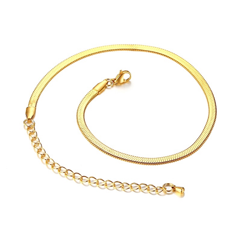 Vnox Women Snack Choker Necklace Men Chain Flat Snake Jewelry Gold Silver Trendy Fashion