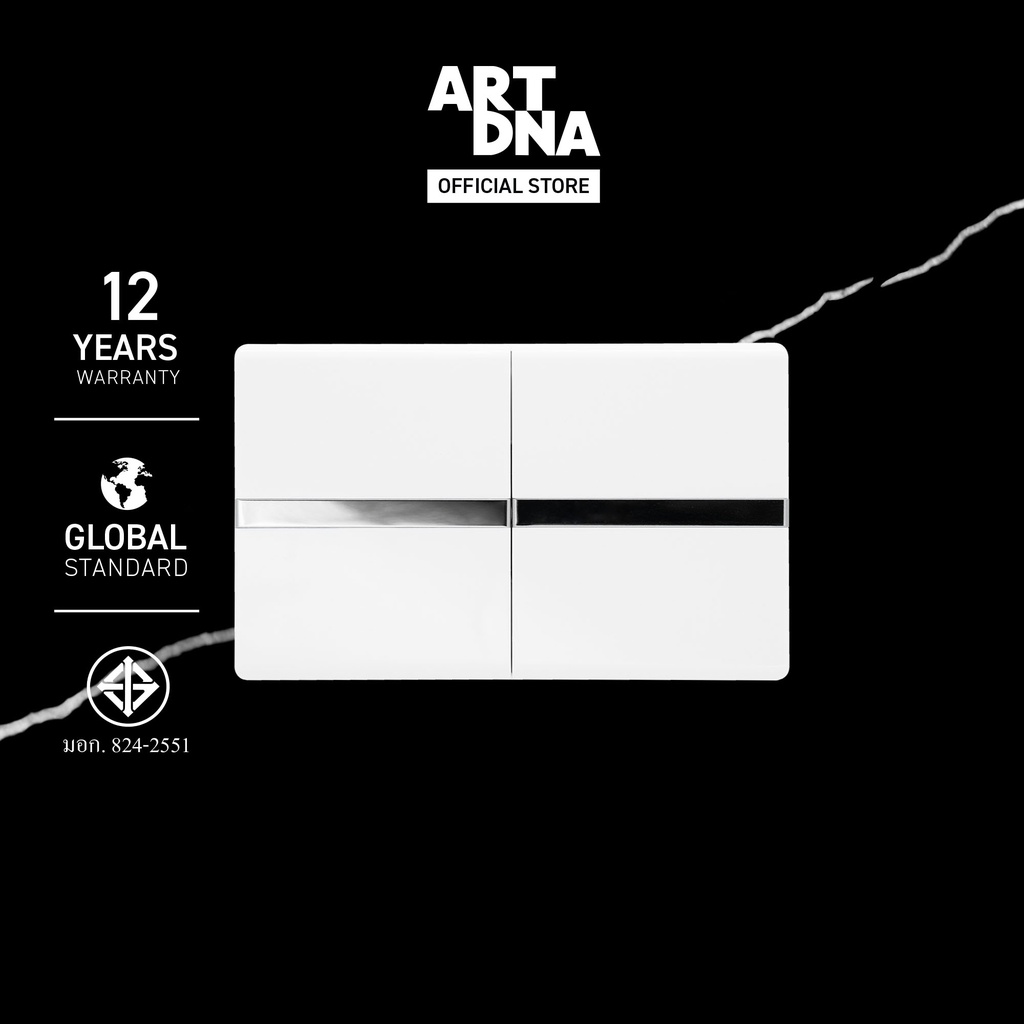 ART DNA รุ่น C6 Switch 2 Gang  สีขาว ขนาด 2x4 design switch สวิตซ์ไฟโมเดิร์น สวิตซ์ไฟสวยๆ ปลั๊กไฟสวย