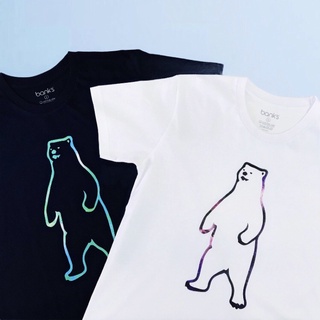 Tee เสื้อยืดชาย ✠bank’s The Bear White Navy T-Shirt Cotton USA เสื้อยืดพิมพ์ลาย เสื้อยืดคุณภาพดี