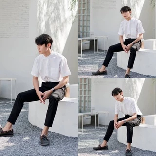 เสื้อนักศึกษาชาย แขนสั้น แขนยาว เสื้อคอจีน (ผ้าดิบ) Sz.M-50"