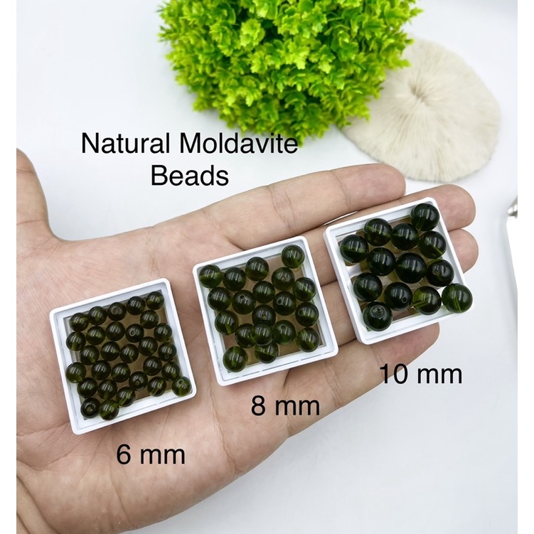 1 Piece Compress Moldavite Round Beaded   Moldavite tektite / Natural Moldavite  from Czech Republic