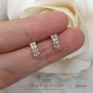 ต่างหูแป้น คริสตัลแท้เรียง2แถว มี2สี ขนาดเล็ก ตุ้มหู เครื่อง…