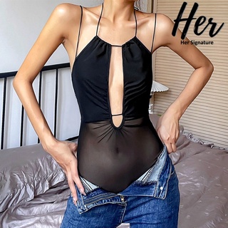 🖤พร้อมส่ง🖤 บอดี้สูทซีทรู บอดี้สูทสายเดี่ยว สายเดี่ยวสีดำ สายเดี่ยวคล้องคอ ครอปไหมพรม ครอปรัดรูป เสื้อไปทะเล 3902