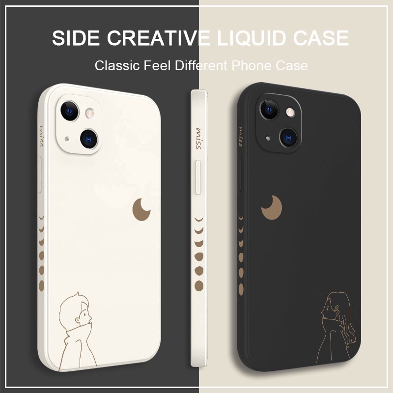เคสโทรศัพท์มือถือ ซิลิโคน ลายดวงจันทร์ Twilight Miss มีลายด้านข้าง สําหรับ IPhone 13 12 Mini Pro Max